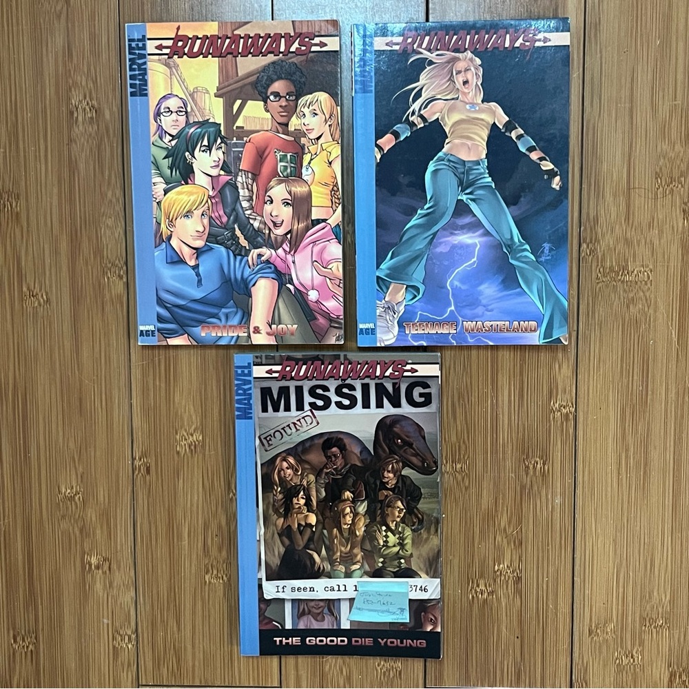 Marvel Runaways Series 3 Books Pride & Joy / Good Die Young / Teenage Wasteland